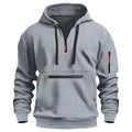 Moletom esportivo casual masculino, moda primavera e outono, bolso no braço, corda com capuz, cor sólida, solto, blusa de manga comprida.