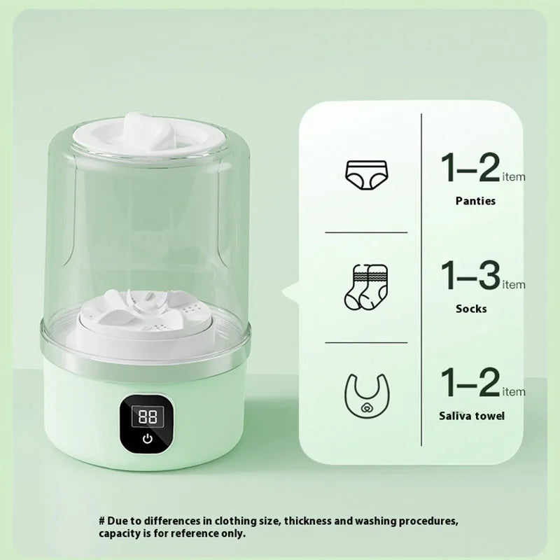 Mini-máquina de lavar roupa sem fio, limpador portátil de roupas íntimas, balde de lavanderia desidratável