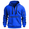 Moletom esportivo casual masculino, moda primavera e outono, bolso no braço, corda com capuz, cor sólida, solto, blusa de manga comprida.