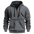 Moletom esportivo casual masculino, moda primavera e outono, bolso no braço, corda com capuz, cor sólida, solto, blusa de manga comprida.