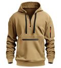 Moletom esportivo casual masculino, moda primavera e outono, bolso no braço, corda com capuz, cor sólida, solto, blusa de manga comprida.
