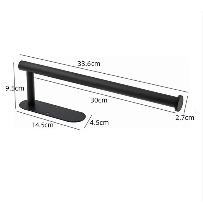 Suporte para rolo de papel higiênico de aço inoxidável com acabamento preto fácil instalação sem parafusos